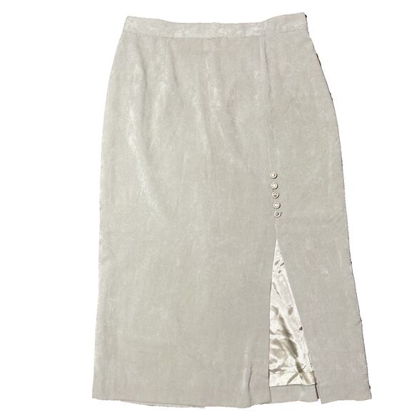 VTG NWT City Girl Bolen Skirt 18 Beige Modest Side Split Button Detail - Picture 1 of 7